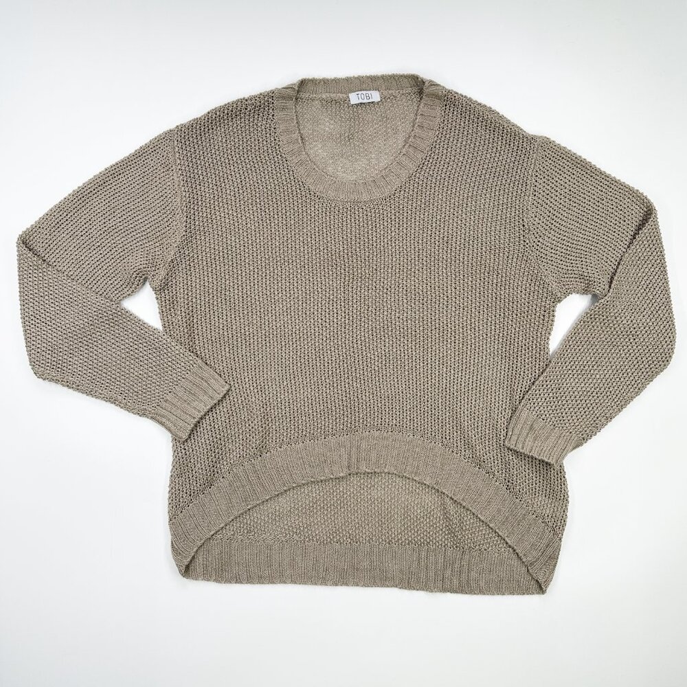 Tobi Sweater Oversized Waffle Knit Tan Beige Cropped Fall Winter Layered